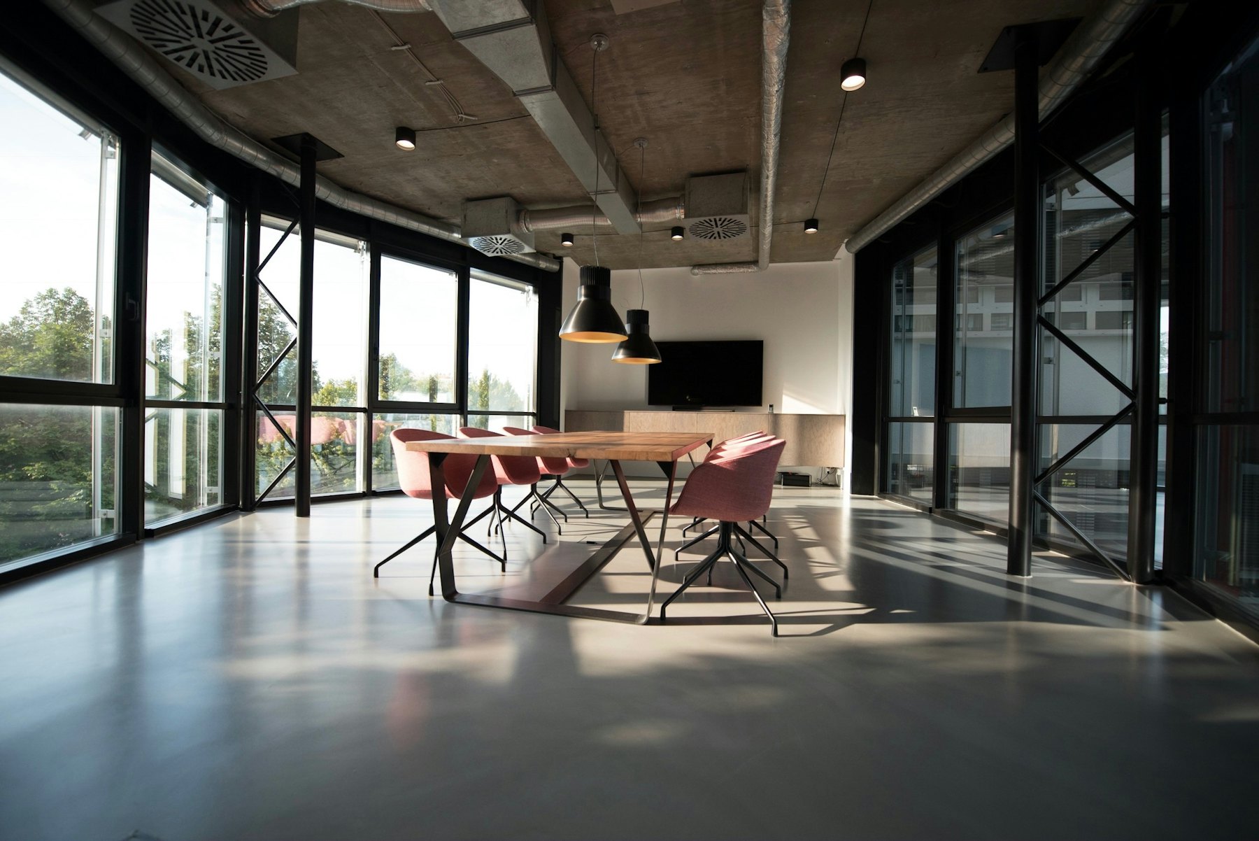 Meeting room ready for a client discussion