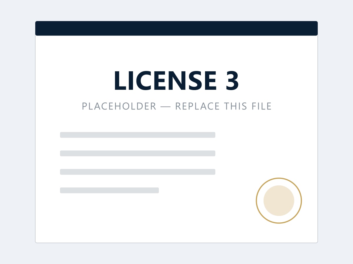 License 3 certificate issued by Issuing authority name